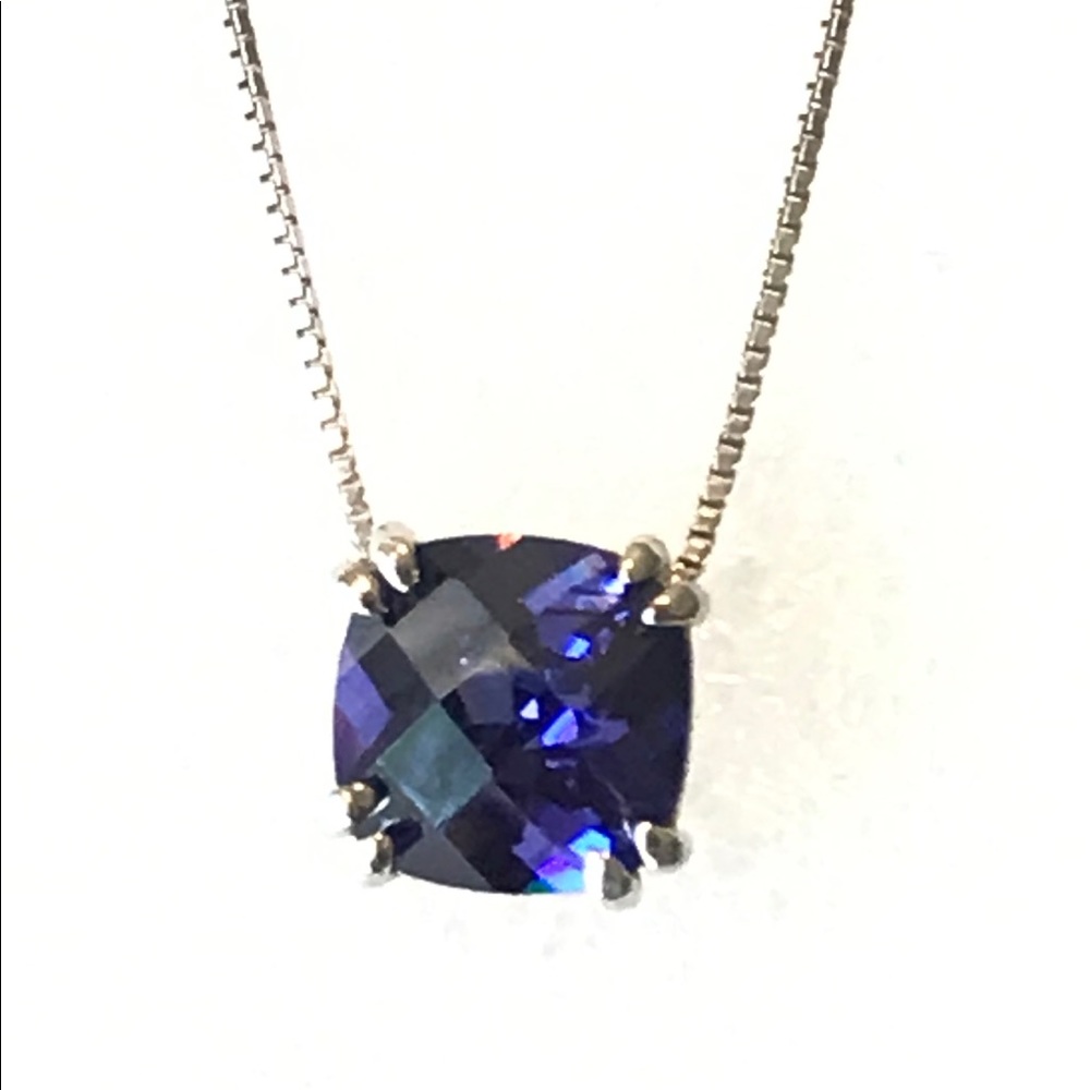 Sterling Tanzanite CZ Necklace